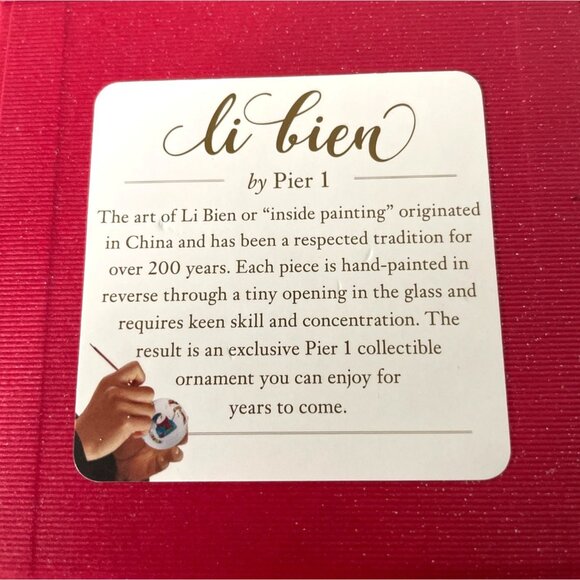 Pier 1 Li Bien 2019 Hand-Painted Glass Ornament with Penguins Snowball Play - Picture 5 of 8